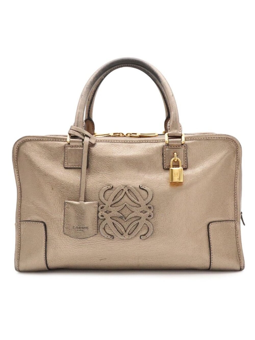 Loewe Amazona 36 Handbag Mini Boston Leather Metallic Gold